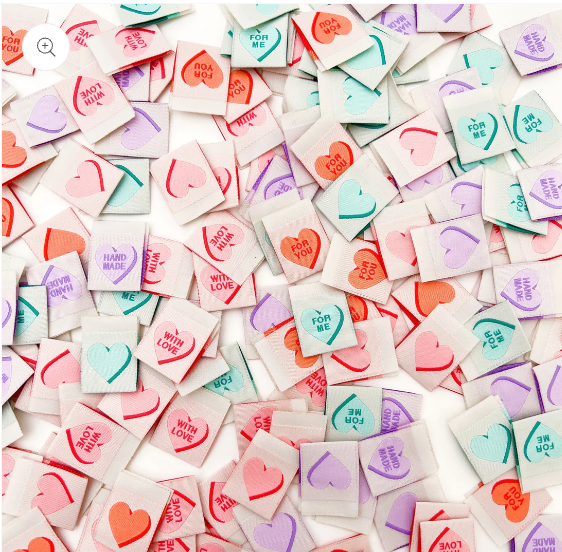Candy Hearts - Sewing Woven Clothing Label Tags