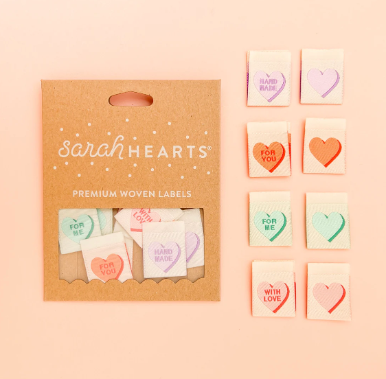 Candy Hearts - Sewing Woven Clothing Label Tags
