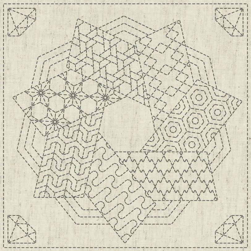 Kaza-Guruma Rectangles Sashiko Cloth #4