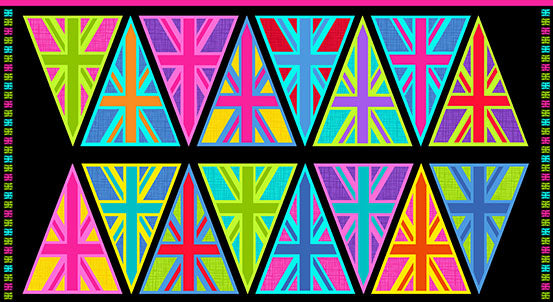 Union Jack Neon Bunting Panel - London Revival by Makower UK