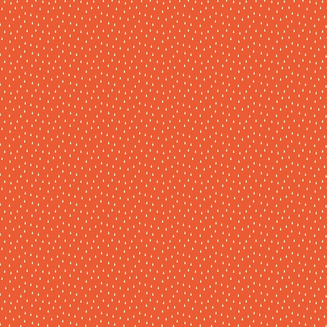 Figo Fabric Simple Pleasures - Drops on Orange by Naomi Wilkinson