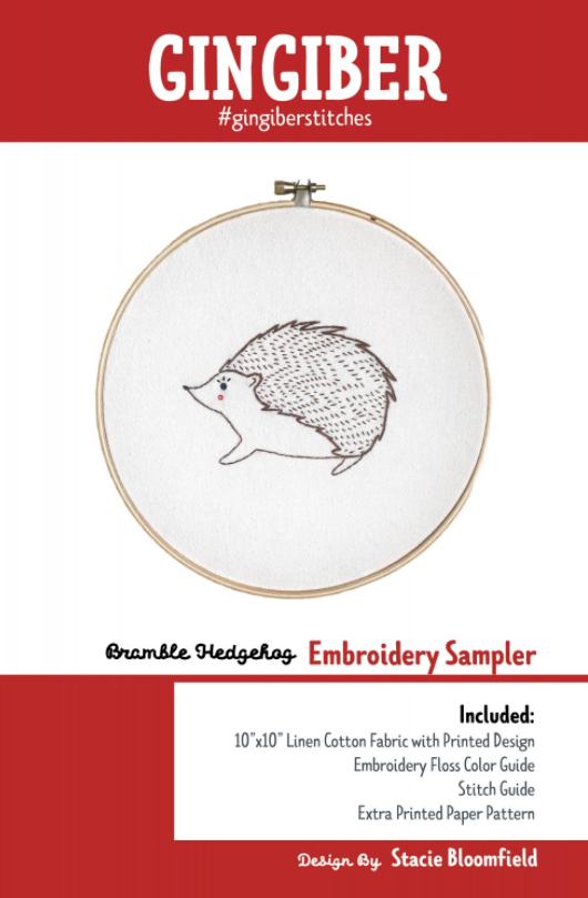 Hedgehog Embroidery Sampler