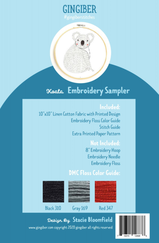 Koala Embroidery Sampler