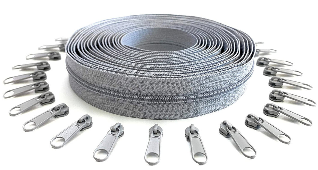 Grey - Zipper by the inch